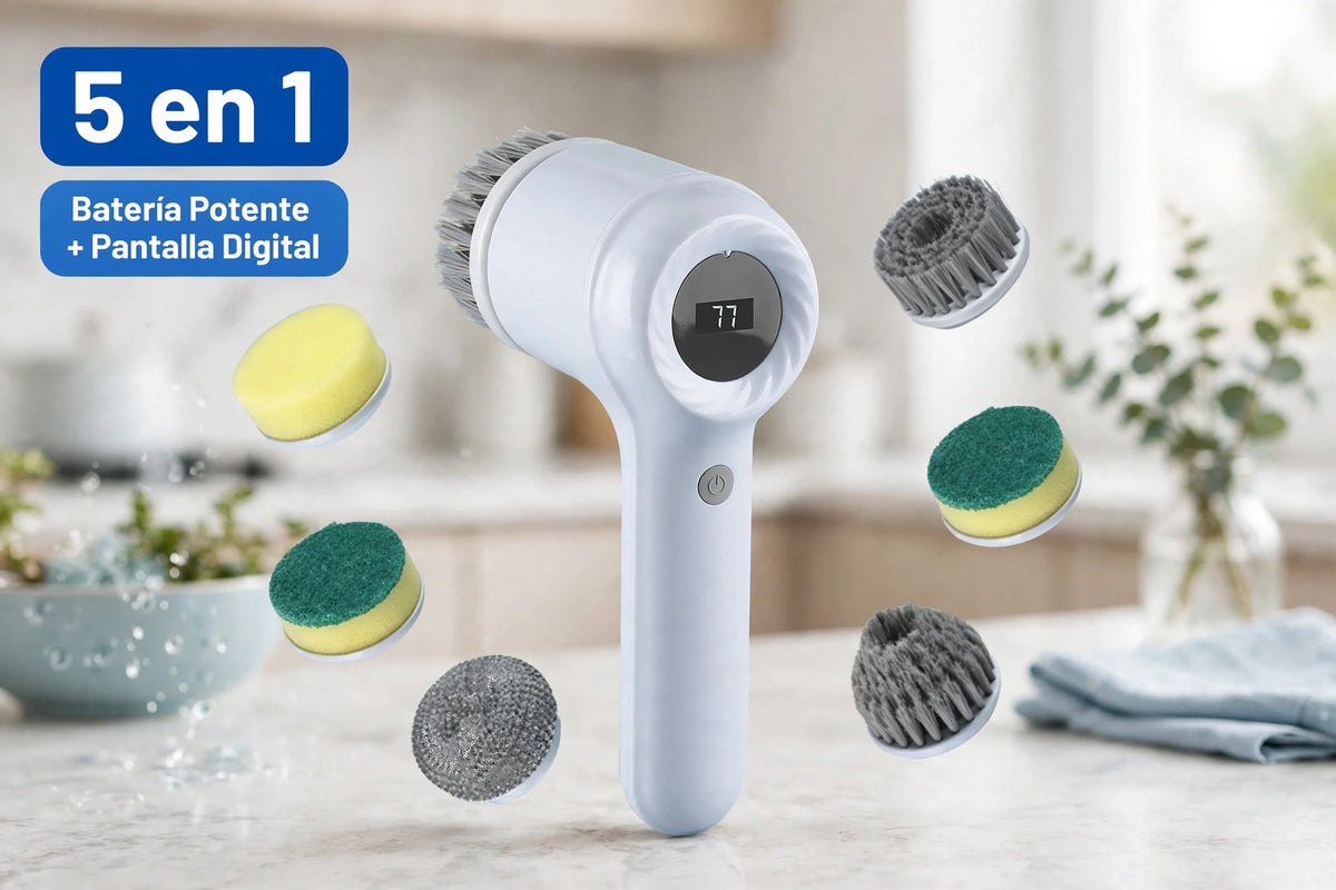 PowerClean Pro 5 en 1 - Cepillo Eléctrico Inalámbrico con Pantalla Digital