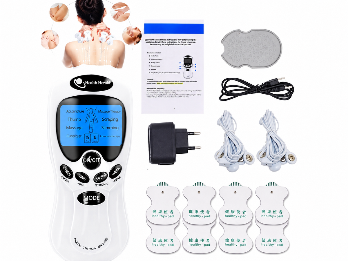 Electroestimulador Digital 8 Electrodos – Gimnasia Pasiva y Masaje Muscular