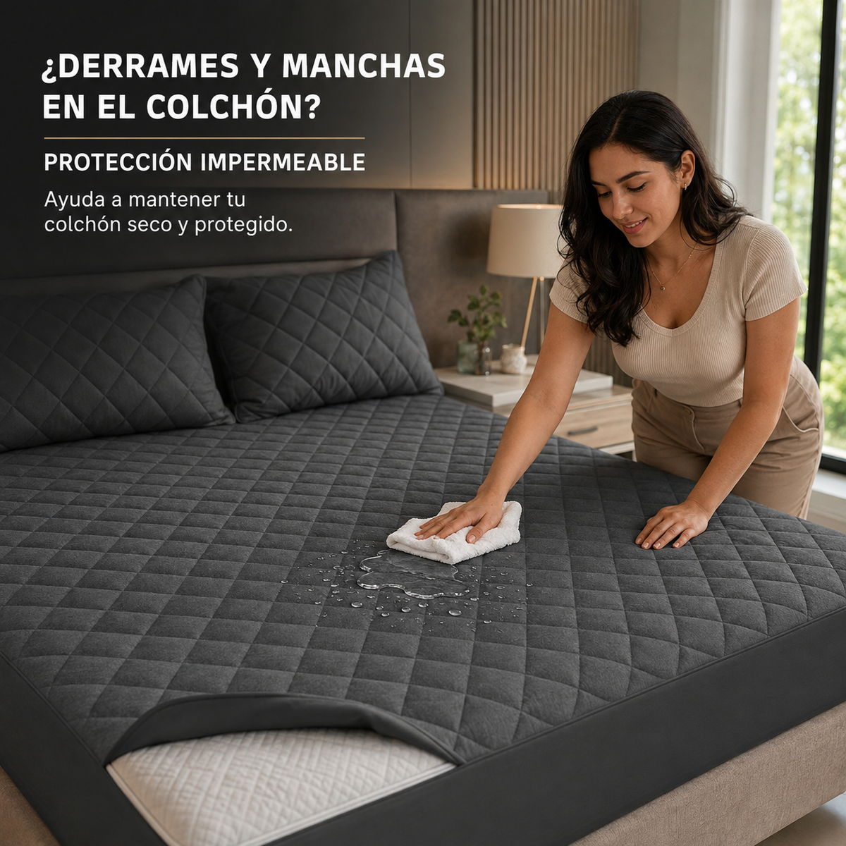 Protector de Colchón Impermeable Acolchado – Barrera contra Derrames, Ácaros y Caspa de Mascotas