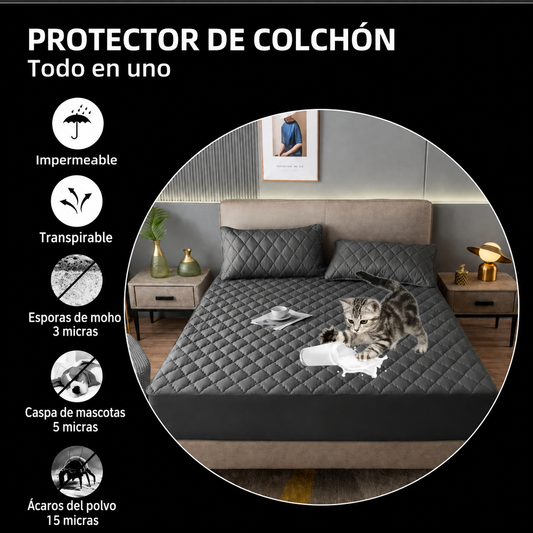 Protector de Colchón Impermeable Acolchado – Barrera contra Derrames, Ácaros y Caspa de Mascotas