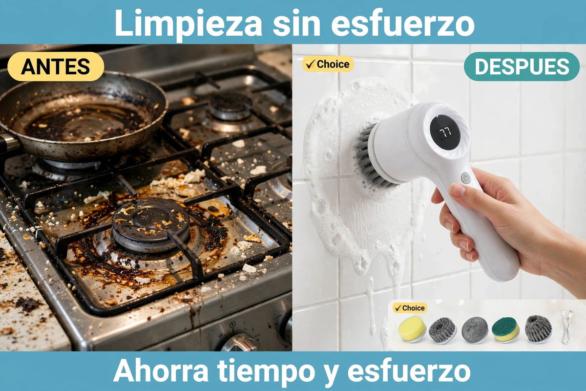 PowerClean Pro 5 en 1 - Cepillo Eléctrico Inalámbrico con Pantalla Digital